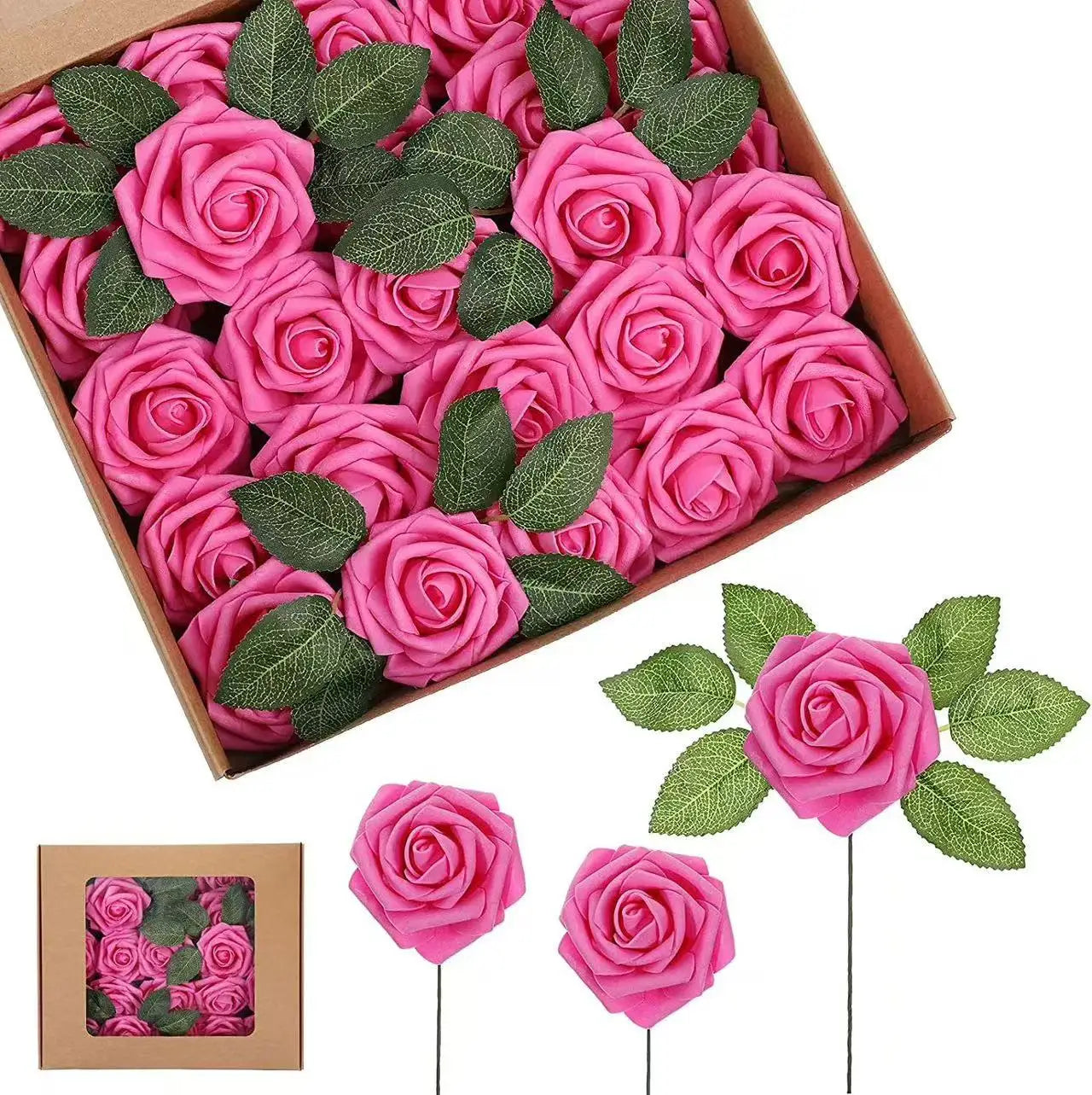 10/25/50Pcs Artificial Rose Flowers Foam Fake Faux Flowers Roses for DIY Wedding Bouquets Party Home Decor Garden Decoration