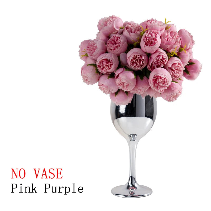 27Heads Peony Artificial Flowers for Home Vase DIY Decor Bride Rose Bouquet Fake Flower Wedding Party Centerpieces Decoration