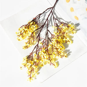 Artificial Flowers Cherry Blossoms Baby's Breath Gypsophila Fake Flowers DIY Wedding Home Vase Decoration Faux Flowers Branch