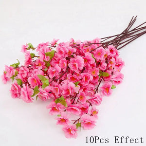 Sakura Artificial Flowers Bouquet for Garden Party Wedding Marriage Decoration Home Room Decor Fake Flowers Table Vase Ornament