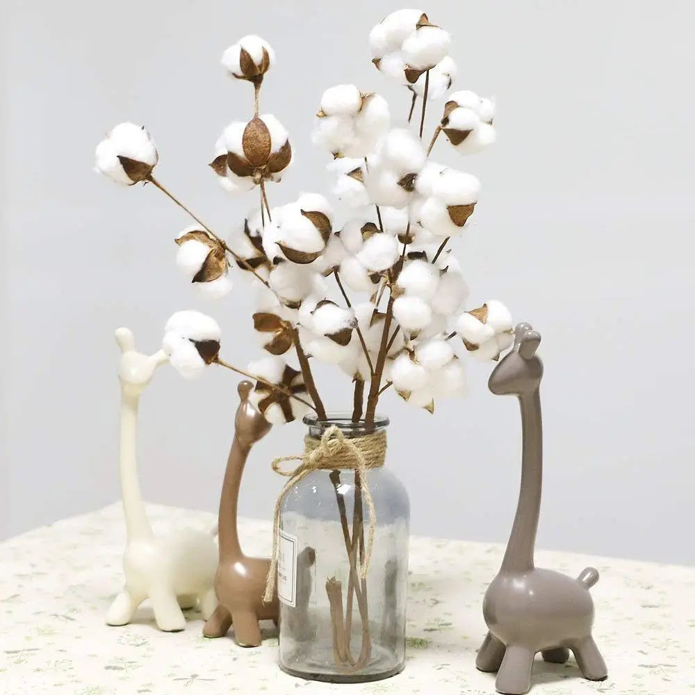 1 PCS 10 Heads Dried Cotton Flower Simple Handmade Artificial Plants Creative Natural False Floral Branch