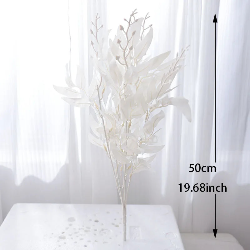 50cm Artificial Plants Leaf Green Long Branch Fake Eucalyptus Flower Arrangement Accessories Wedding Home Decoration Fake Floral