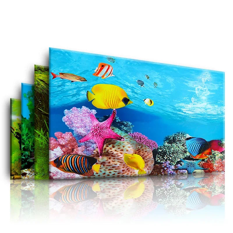 Aquarium Background Decoration Sticker Fish Tank Landscape Sticker Poster Background for Aquarium Ocean Plant Aquascape Painting