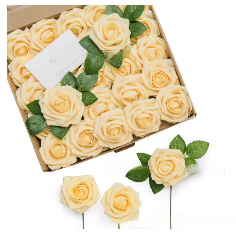 10/25/50Pcs Artificial Rose Flowers Foam Fake Faux Flowers Roses for DIY Wedding Bouquets Party Home Decor Garden Decoration