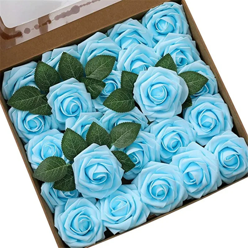 10/25/50Pcs Artificial Rose Flowers Foam Fake Faux Flowers Roses for DIY Wedding Bouquets Party Home Decor Garden Decoration