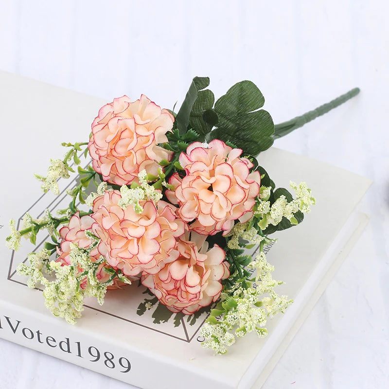 Artificial Flowers Retro Silk Rose Bouquet Hydrangea Peony Vintage Bride Holding Fake Plants Home Wedding Decoration Accessories