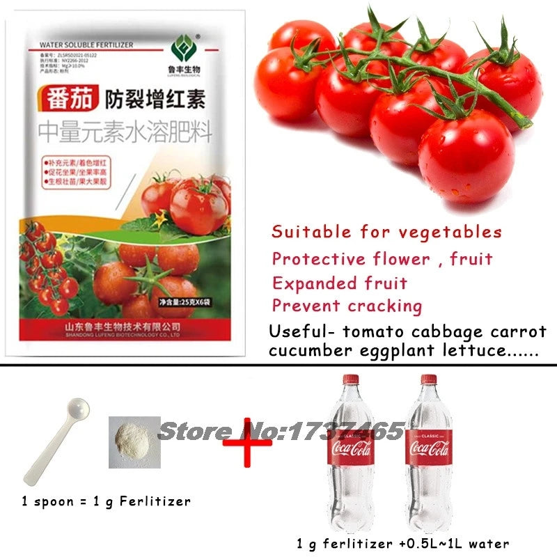 25g Tomato specific fertilizer, trace element foliar fertilizer, Coloring to increase redness and increase fruit set rate Garden