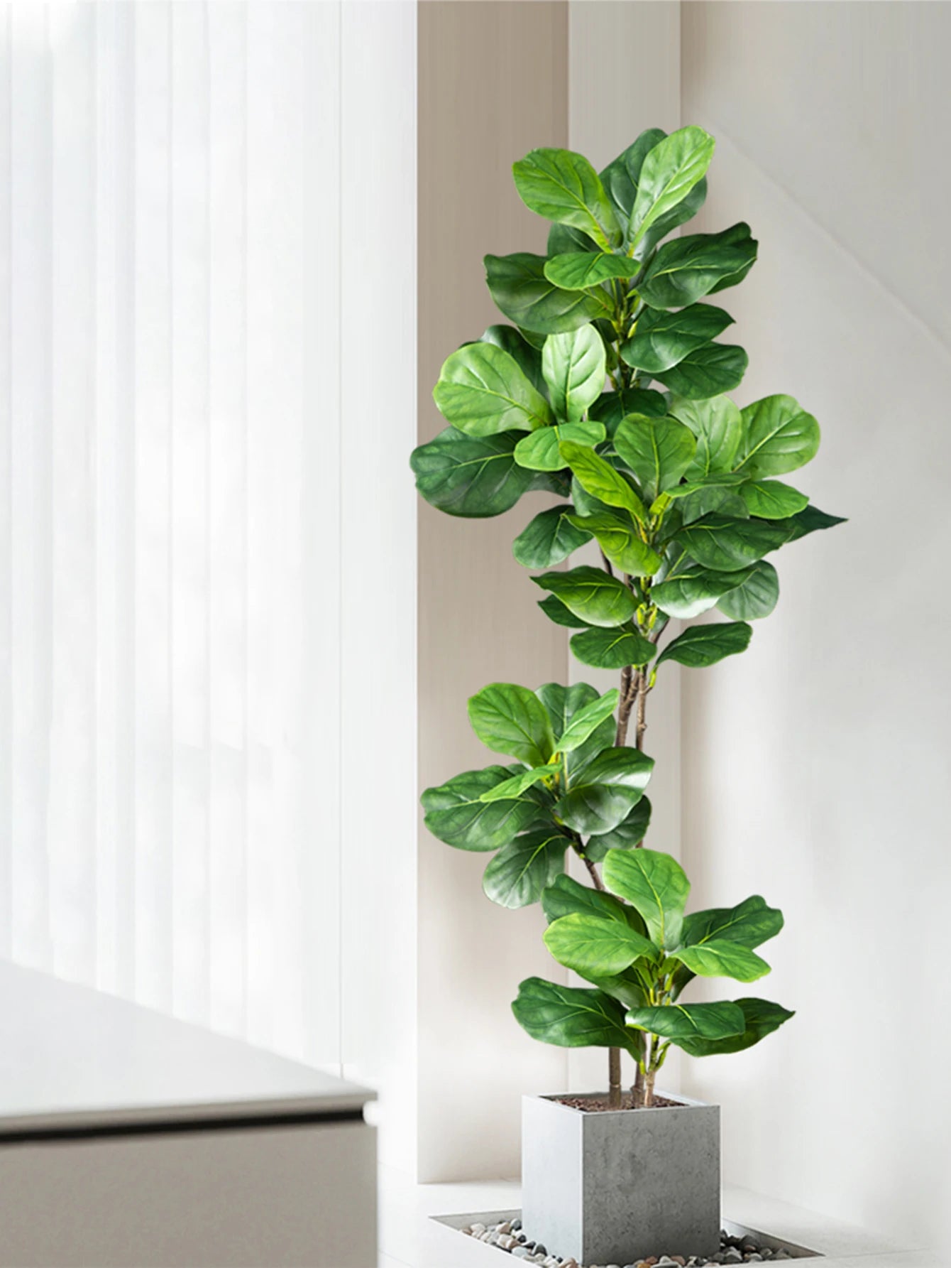 70-135cm Large Artificial Ficus Tree Fake Rubber Plants Branch Plastic Fiddle Leaves for Home Garden Indoor Outdoor Decor