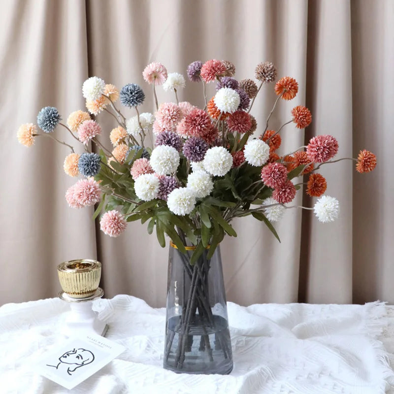 5 Heads Dandelion Artificial Flowers Bridal Bouquet Wedding Home Party Decor Flower Arrangement Christmas Decoration Hydrangea