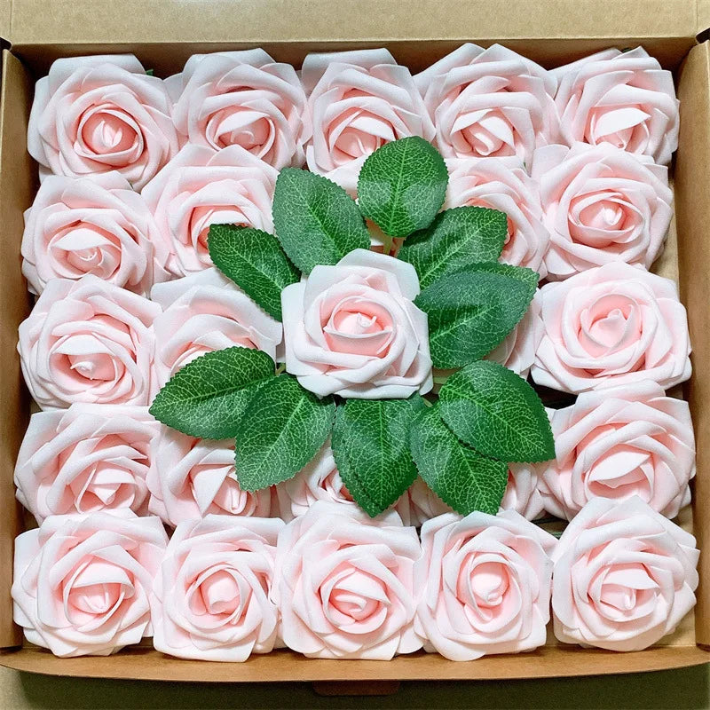 10/25/50Pcs Artificial Rose Flowers Foam Fake Faux Flowers Roses for DIY Wedding Bouquets Party Home Decor Garden Decoration