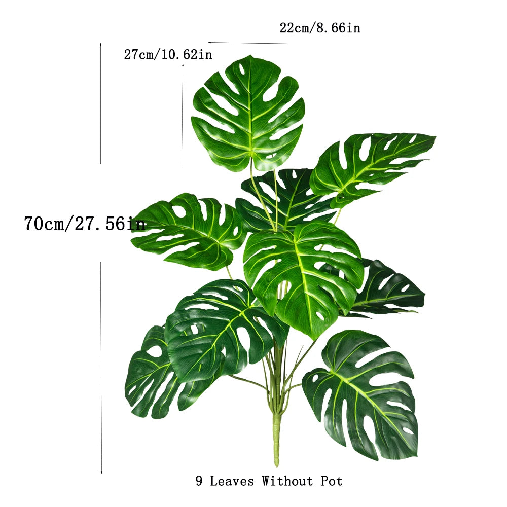 70-100cm Artificial Monstera Tree Fake Palm Plants Plastic Turtle Leafs Tropical Landscape Plants For Home Garden Office Decor