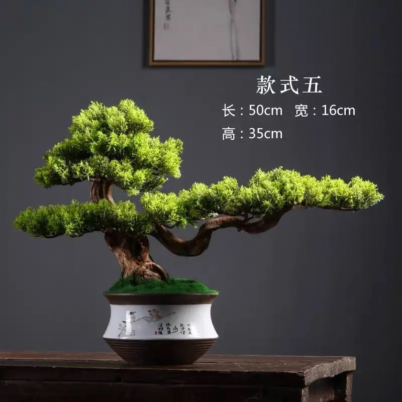 Simulation Welcome Pine Bonsai Ornaments Living Room Green Planting Desk Landscape Tree Four Seasons Desktop Landscaping