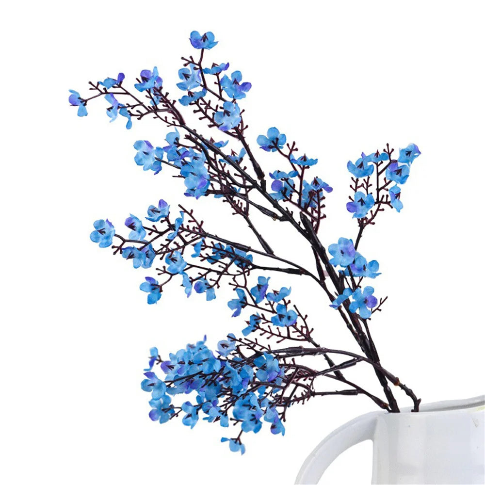 Artificial Flowers Cherry Blossoms Baby's Breath Gypsophila Fake Flowers DIY Wedding Home Vase Decoration Faux Flowers Branch