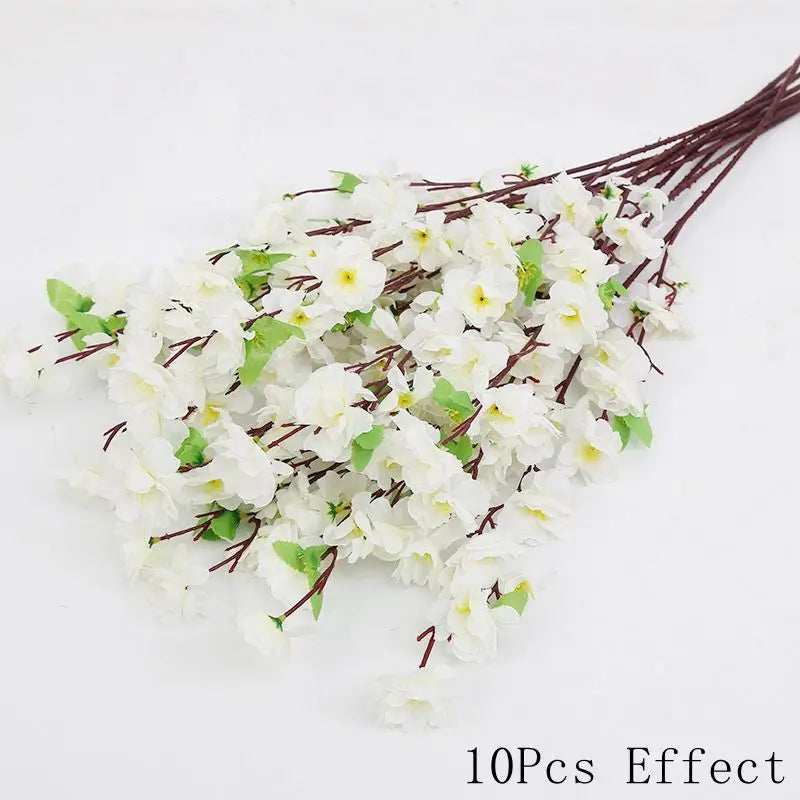 Sakura Artificial Flowers Bouquet for Garden Party Wedding Marriage Decoration Home Room Decor Fake Flowers Table Vase Ornament