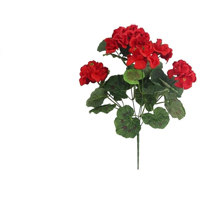 1pc Artificial Geraniums Silk Flowers Outdoor Garden Hanging Basket Porch Outdoors Faux Bushes Home Decoration for Home, Birthda