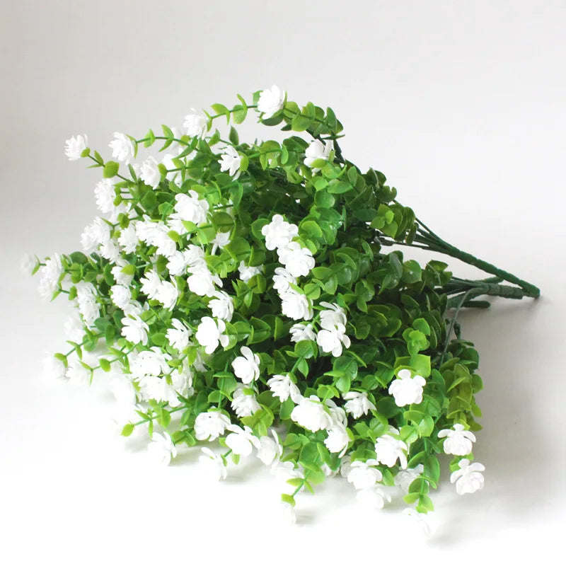 5PCS Artificial Flowers for Outdoor Decoration Spring Summer Decoration UV Resistant Plastic Greenery Shrubs Home Garden Decor