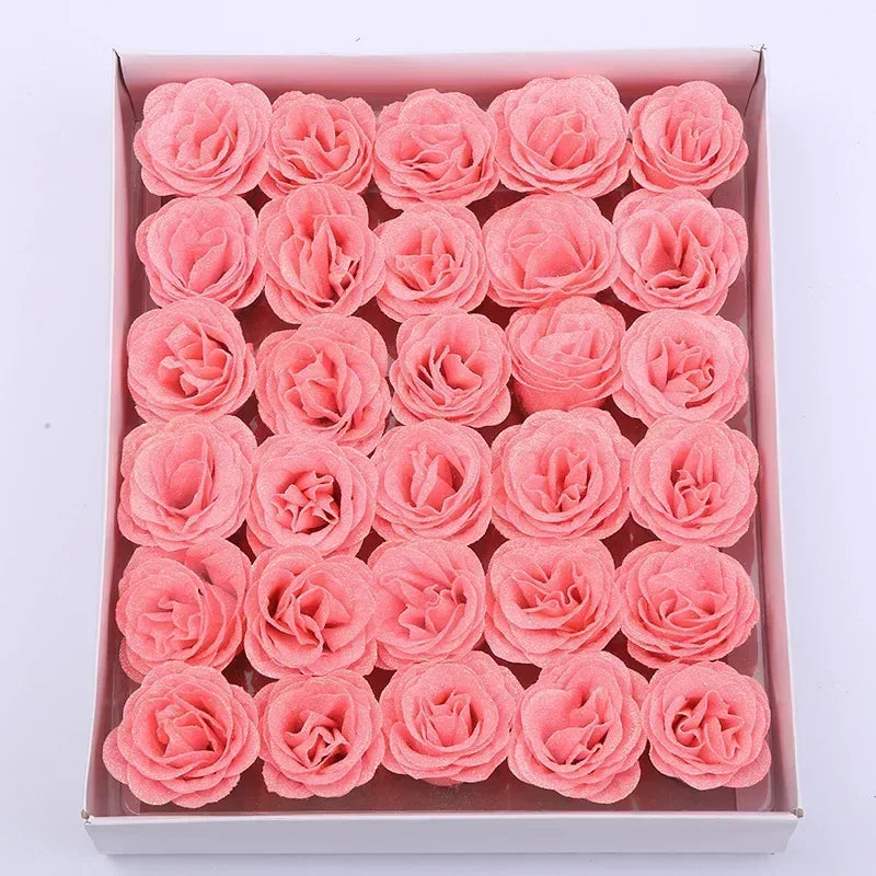 10/20/30/60pcs of 7cm Glitter artificial flower rose girl friend DIY High quality bouquet gifts for wedding Birthday home decor