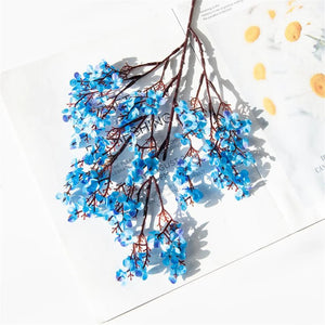 Artificial Flowers Cherry Blossoms Baby's Breath Gypsophila Fake Flowers DIY Wedding Home Vase Decoration Faux Flowers Branch