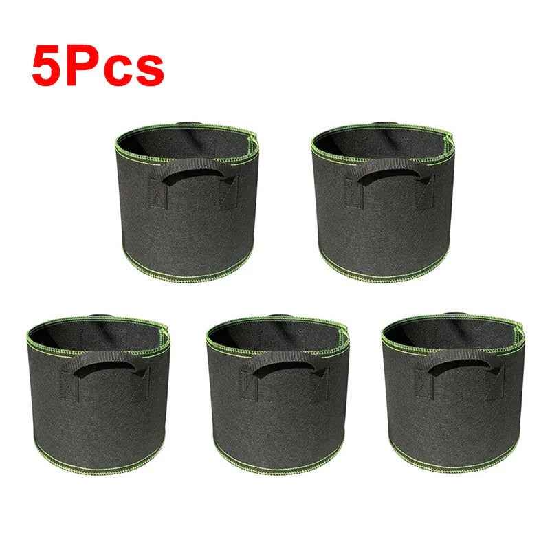 1-5Pcs Vegetable/Flower/Plant Grow Bags 1/2/3/5/7/10/12Gallons Thickened Non-Woven Grow Bags Aeration Fabric Pots with Handles