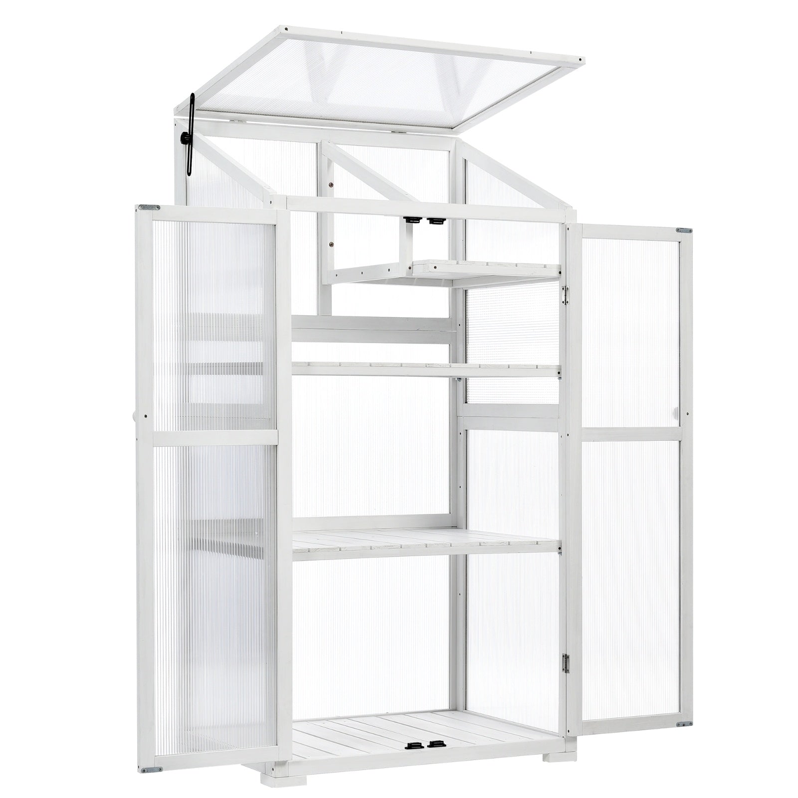 TOPMAX 62in Wood Large Greenhouse With Wheels And Adjustable Shelf